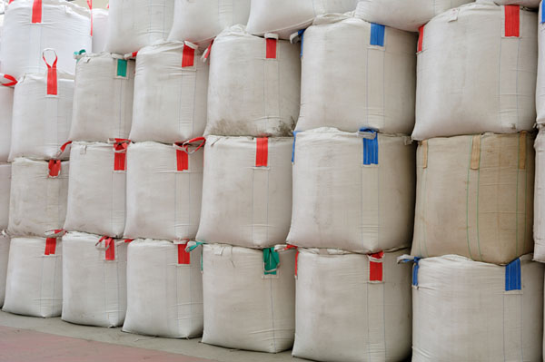 two layers stored bulk bags